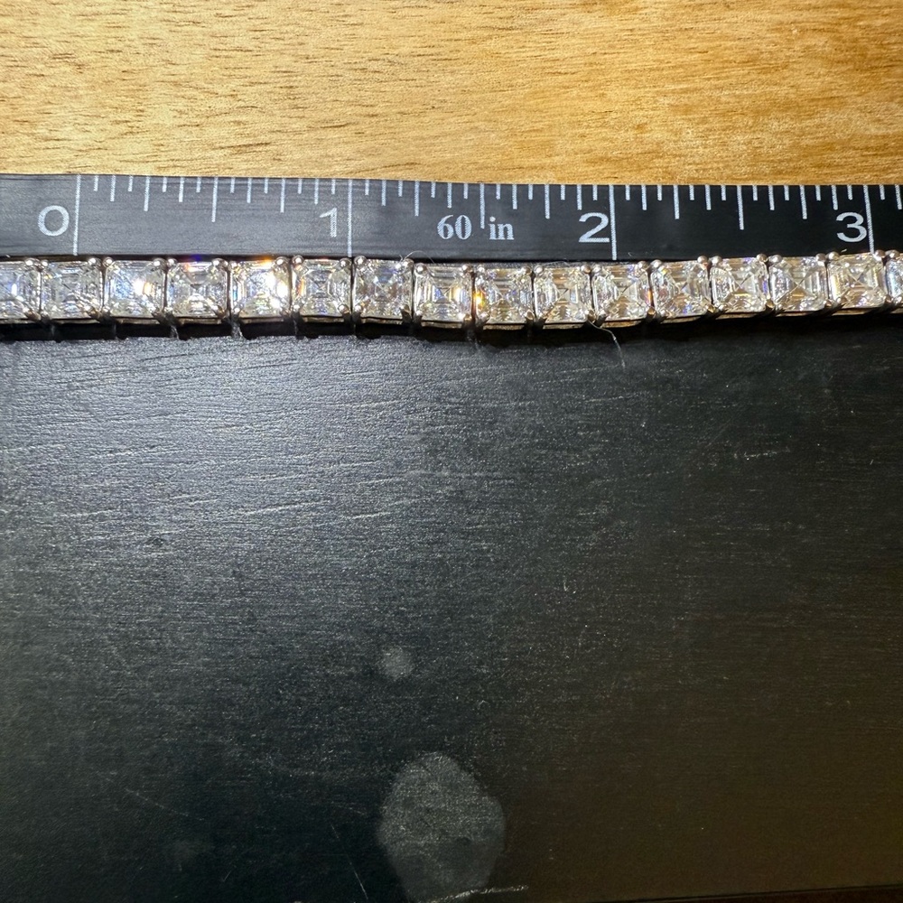 925 Sterling Silver Moissanite Bracelet asscher cut Diamond lab bracelet